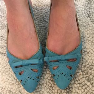 Barely worn slingback turquoise shoes by Meli